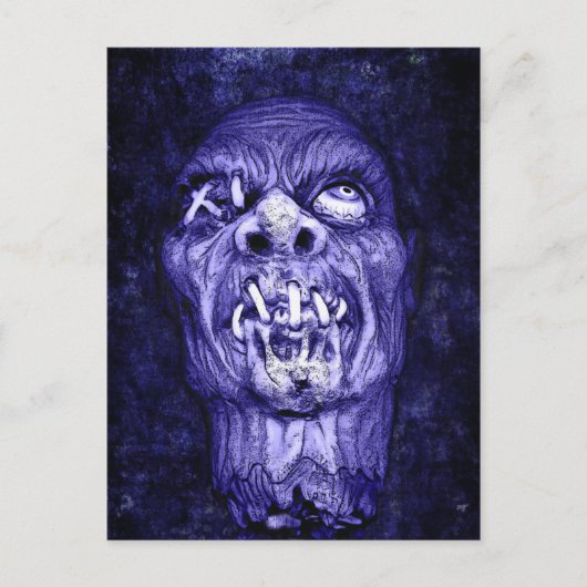 Blauwe kroonkop Zombie Briefkaart (Voorkant)