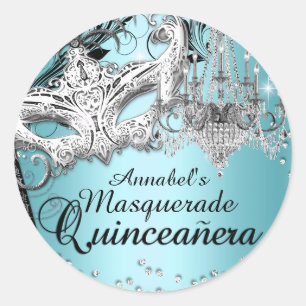Blauwe Kroonluchter Masquerade Quinceanera Sticker