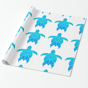 Blauwe kruidenschildpad cadeaupapier