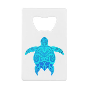 Blauwe kruidenschildpad kredietkaart flessenopener