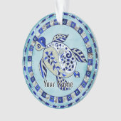 Blauwe kruidenschildpad ornament (voorkant)