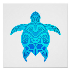 Blauwe kruidenschildpad perfect poster