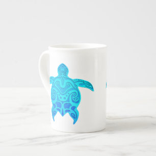 Blauwe kruidenschildpad porselein kop
