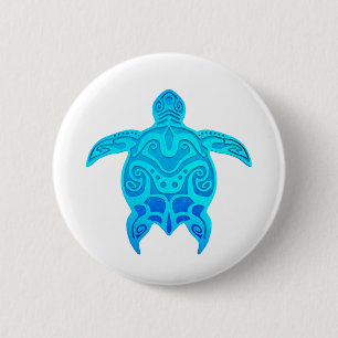 Blauwe kruidenschildpad ronde button 5,7 cm