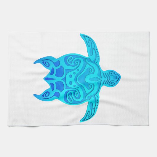 Blauwe kruidenschildpad theedoek (Horizontaal)