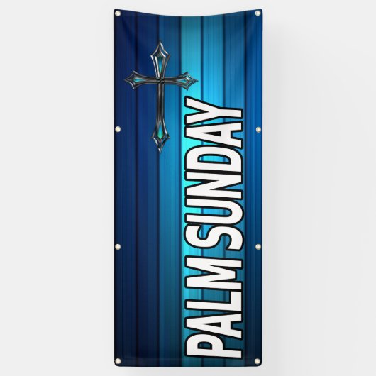 blauwe kruis en planken Palm Sunday Spandoek (Verticaal)
