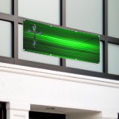Blauwe kruisgroene plank Lange blanco kerk Spandoek (Buitenkant Gebouw)