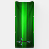 Blauwe kruisgroene plank Lange blanco kerk Spandoek (Verticaal)