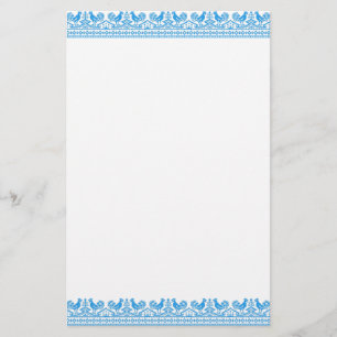 Blauwe kruissteek briefpapier