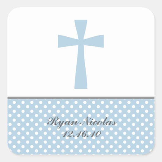 Blauwe kruisstickers vierkante sticker (Voorkant)