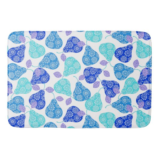 Blauwe kubus' pears pattern badmat (Voorkant)
