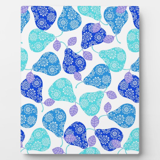 Blauwe kubus' pears pattern fotoplaat (Voorkant)