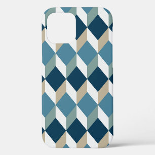 Blauwe Kubussen: Geometrisch Naadloos Patroon iPhone 12 Hoesje
