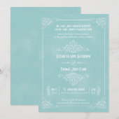  blauwe kunst deco-weddenschappen kaart (Voorkant / Achterkant)