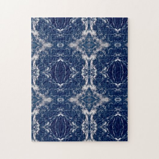 Blauwe kunst geometrische abstracte kunst legpuzzel (Verticaal)