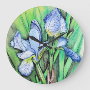 Blauwe kunstbloem Oorspronkelijke tekenflens Grote Klok