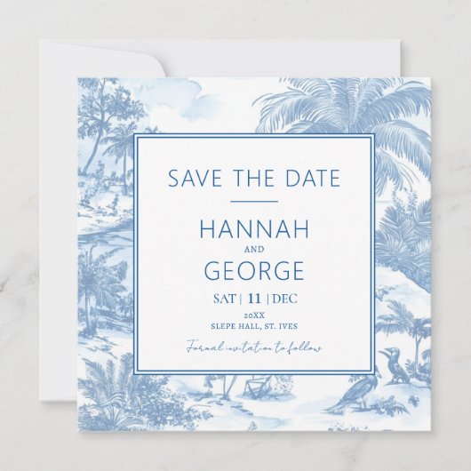 Blauwe Kust Wc Huwelijk Save the Date kaart (Voorkant)