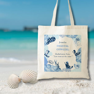 Blauwe kustcowgirl tote bag