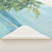 Blauwe kuststrook sherpa deken (3/4)