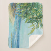 Blauwe kuststrook sherpa deken (Voorkant)