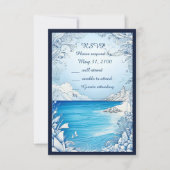 Blauwe kustvibe bruiloft RSVP-kaart RSVP Kaartje (Voorkant)