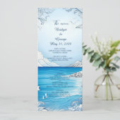 Blauwe kustvibe huwelijksprogramma & menu (Staand voorkant)