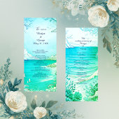 blauwe kustvibes bruiloftsprogramma & menu