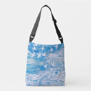 Blauwe kustvogels Moderne Waterverf Art Crossbody Tas