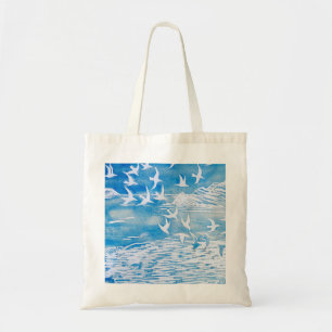 Blauwe kustvogels Moderne Waterverf Art Tote Bag