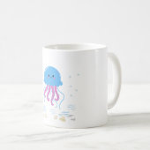 Blauwe kwal met roze tentakels Koffie Mok (Voorkant rechts)