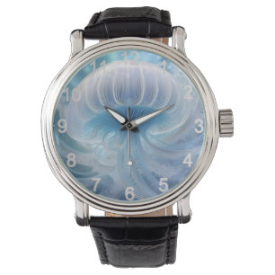 Blauwe kwal onder zee fractale kunst, horloge