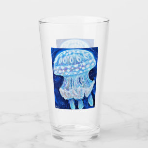 Blauwe kwallen schilderen glas