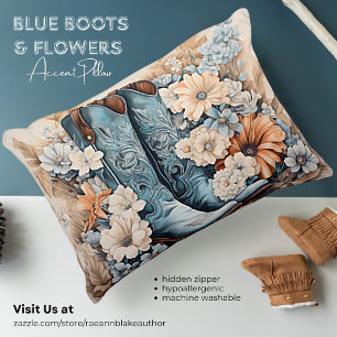 Blauwe Laarzen en Bloemen Accentkussen Accent Kussen