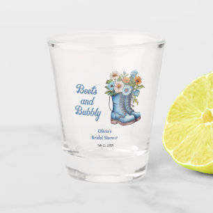Blauwe Laarzen en Bruisende Blauwe Westerse Bruilo Shot Glas