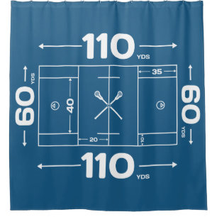 Blauwe Lacrosse Field Design Douchegordijn