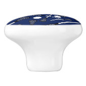 Blauwe lacrosse marineslijm keramische knop (Zijkant)