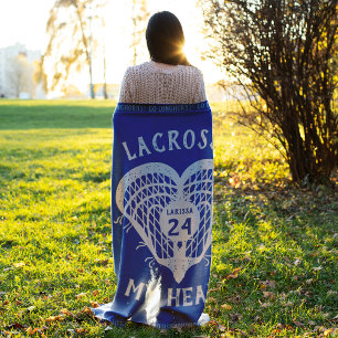 Blauwe lacrosse Mijn hart vleekbank Fleece Deken