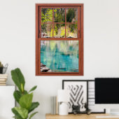 Blauwe lagune-Fake-vensterverlichting Poster (Thuiskantoor)