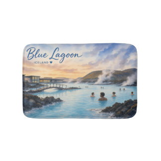 Blauwe Lagune IJsland thermisch bad aquarel Badmat