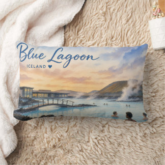 Blauwe Lagune IJsland thermisch bad aquarel Kussen