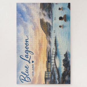 Blauwe Lagune IJsland thermisch bad aquarel Legpuzzel