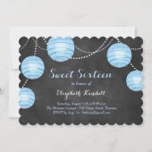 Blauwe lampions op uitnodiging van Chalk Sweet Six (Voorkant)