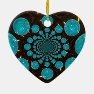Blauwe lampjes keramisch ornament