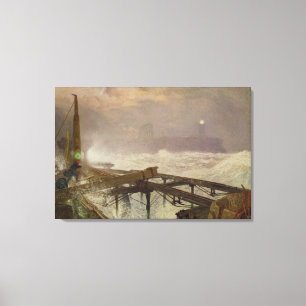 Blauwe lampjes, Teignemouth Pier - Licht de lampen Canvas Afdruk