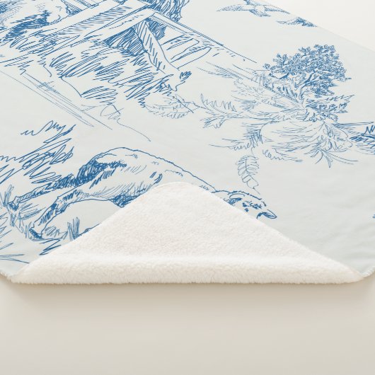 Blauwe lampschaap sherpa deken (3/4)