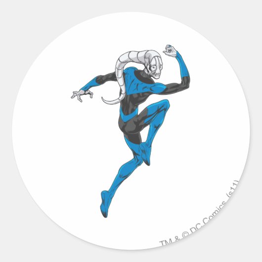 Blauwe lantaarn 1 ronde sticker (Voorkant)