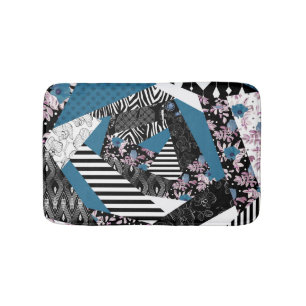 Blauwe lappendeken, populair, patchwork, folk, rus badmat