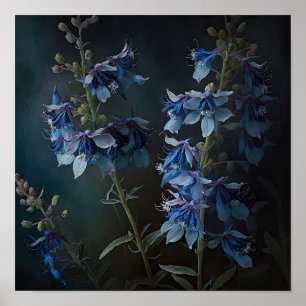 Blauwe Larkspur Bloemenkunst Print Poster