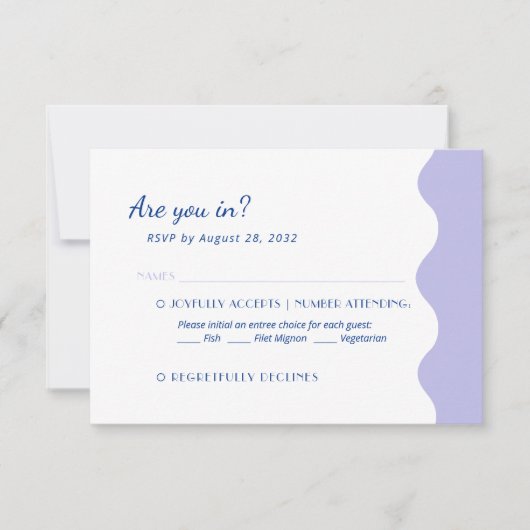 Blauwe Lavendel Wave Scallop Monogram Menu Bruilof (Voorkant)