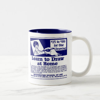 Blauwe "LEARN TO DRAW"-Mok Koffie Tweekleurige Koffiemok